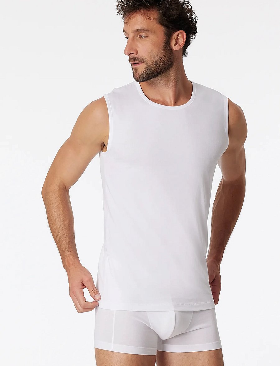 Schiesser - Tank Tops, 2-pack, round neck, white – 95/5 - sleeveless shirts - white - 0