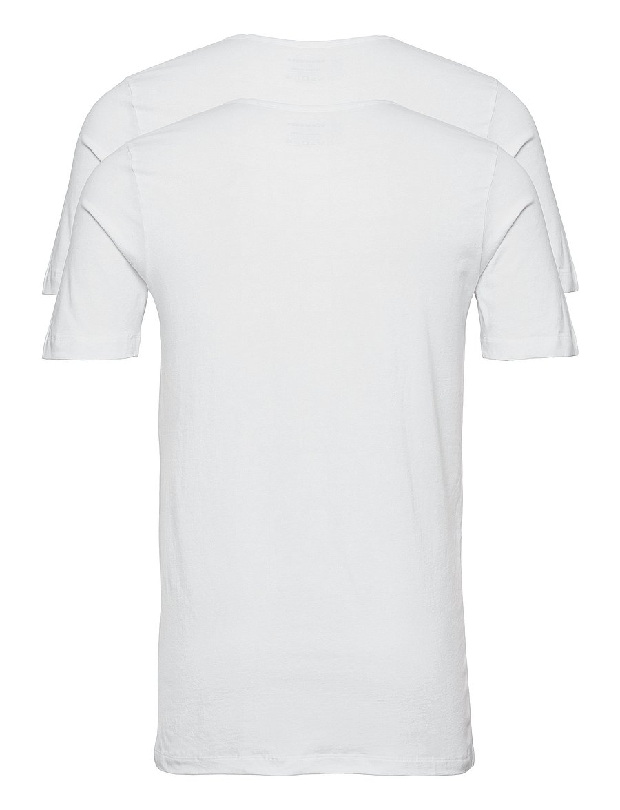 Schiesser - Short-sleeve shirts, 2-pack, Deep V-neck, white – 95/5 - marškinėliai su v formos iškirpte - white - 5
