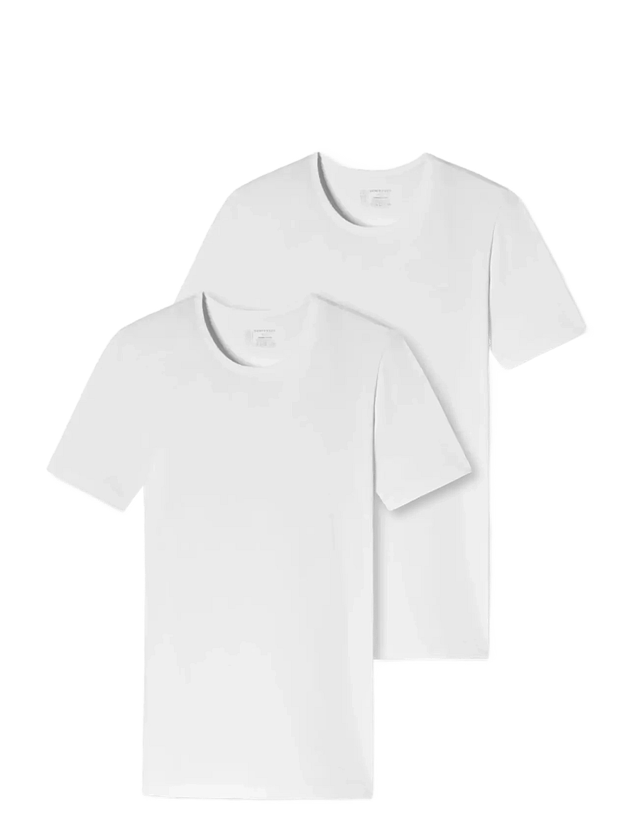 Schiesser - Short-sleeve shirts, 2-pack, round neck, white – 95/5 - kortærmede t-shirts - white - 1
