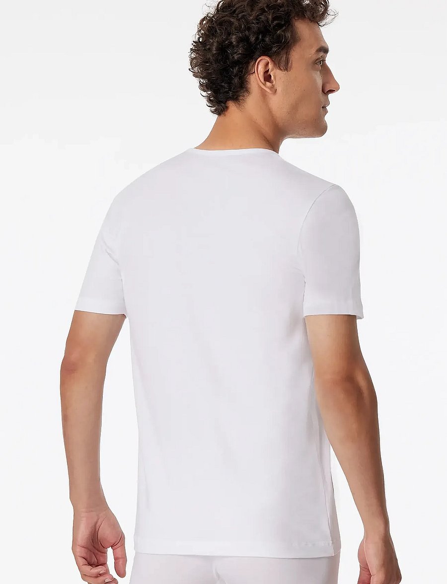Schiesser - Short-sleeve shirts, 2-pack, round neck, white – 95/5 - kortærmede t-shirts - white - 3
