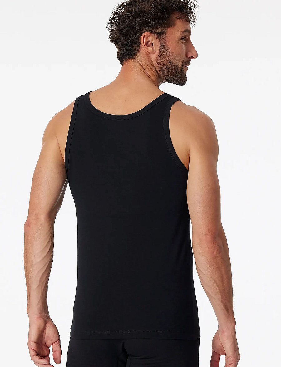 Schiesser - Black Vests, 2-pack – 95/5 - tank tops - black - 2