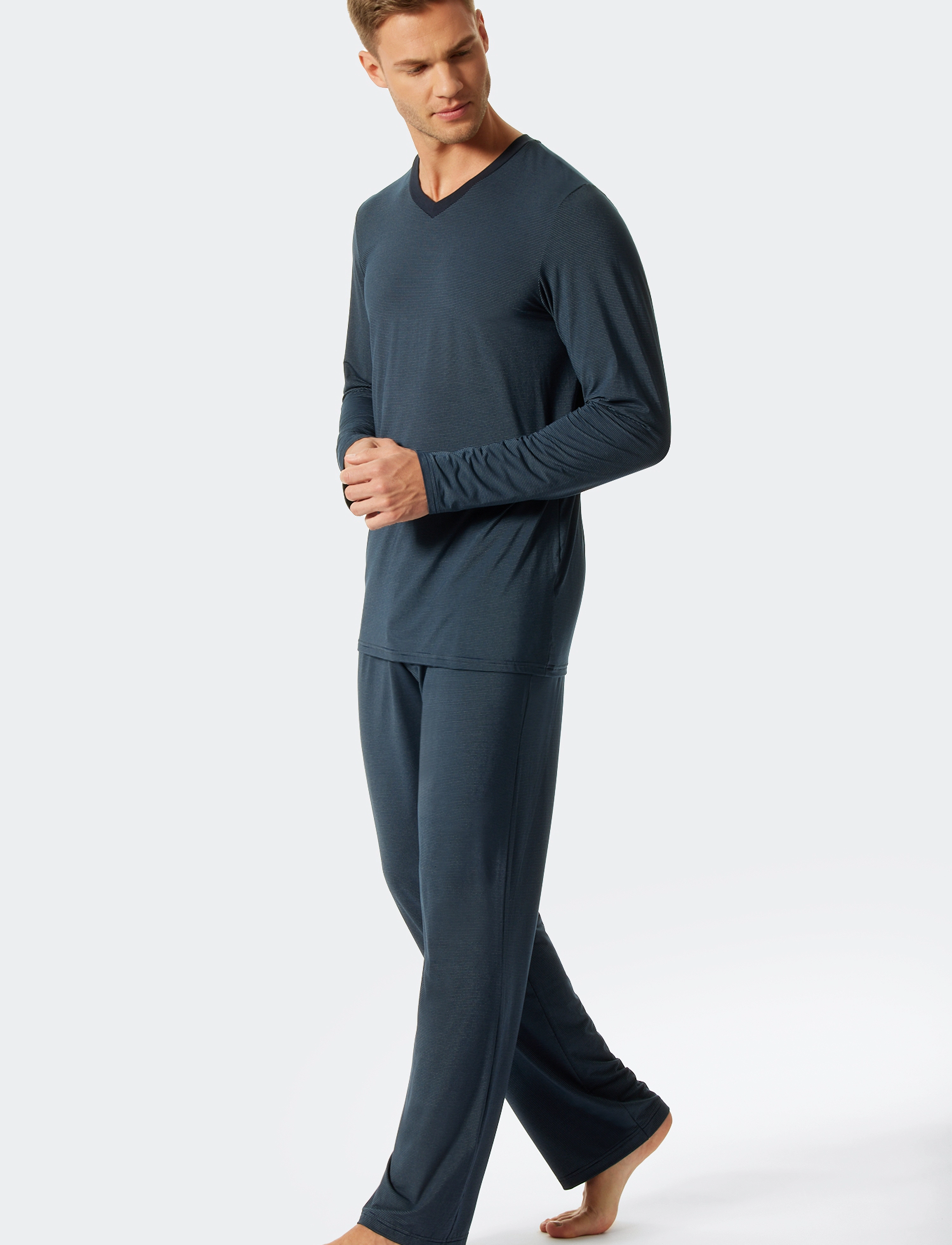 Schiesser - Pyjama Long - dark blue - 2
