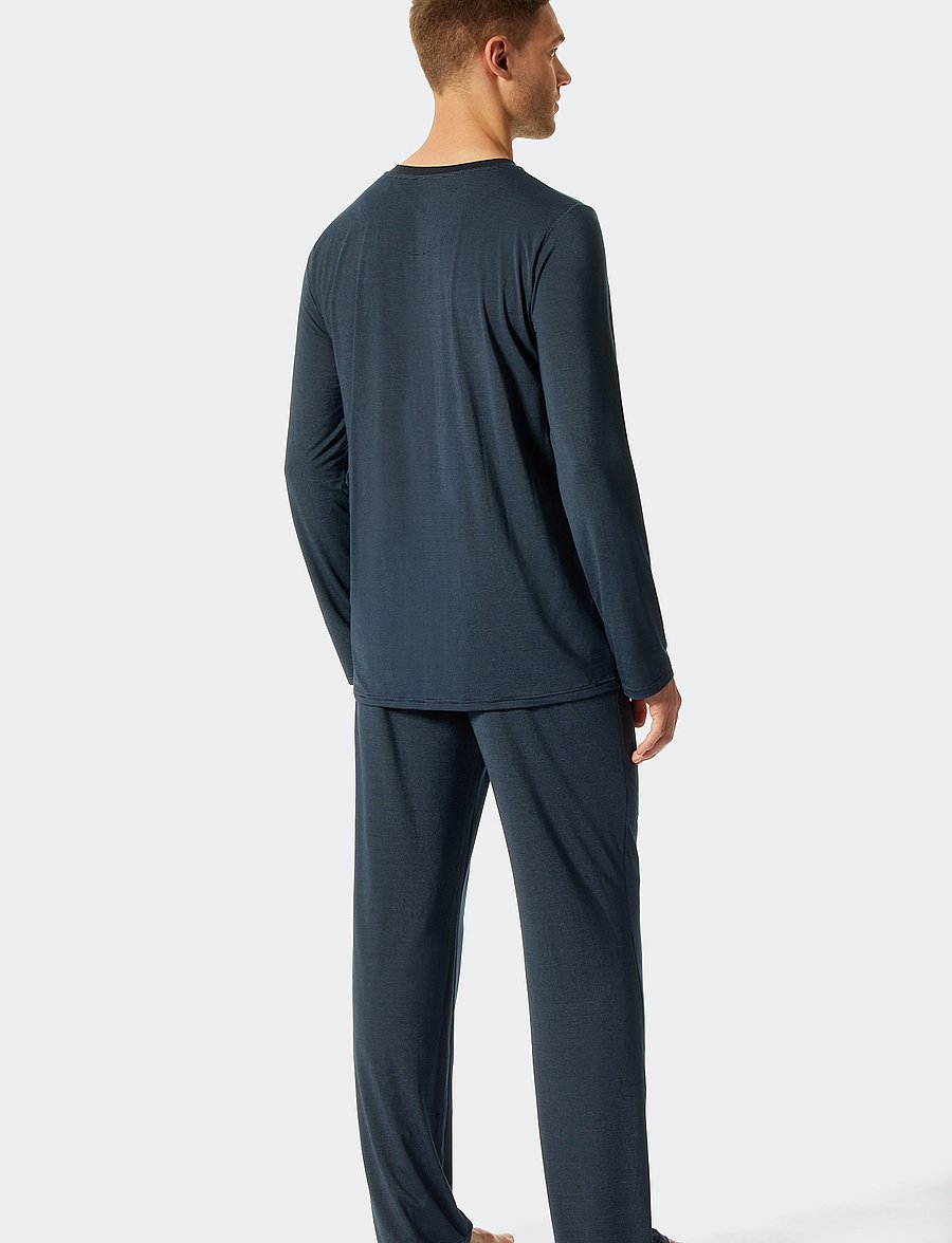 Schiesser - Pyjama Long - dark blue - 3