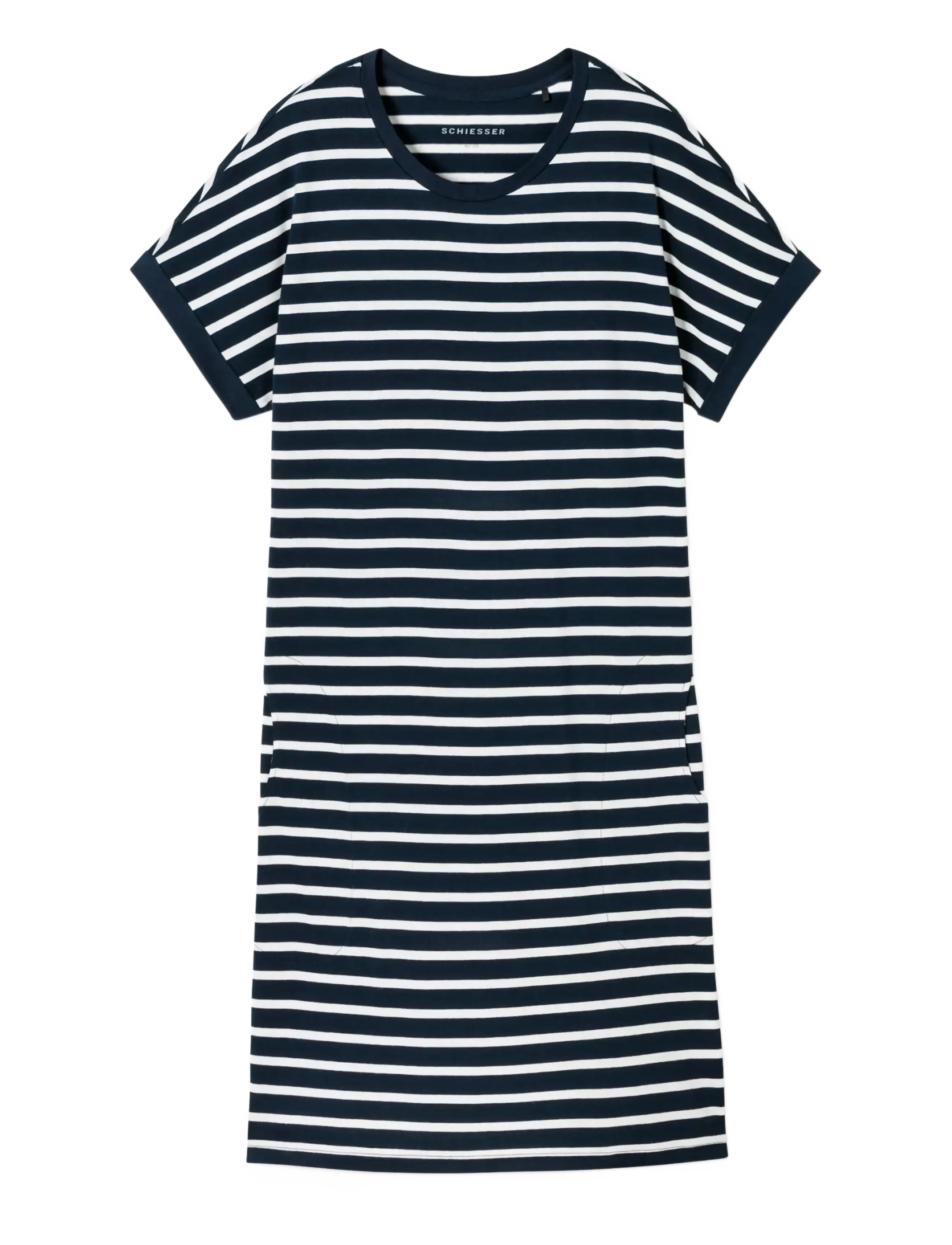 Schiesser Short-Sleeve Striped Sleep Shirt in Midnight Blue - Casual Essentials - Nightdresses - NIGHTBLUE / navy