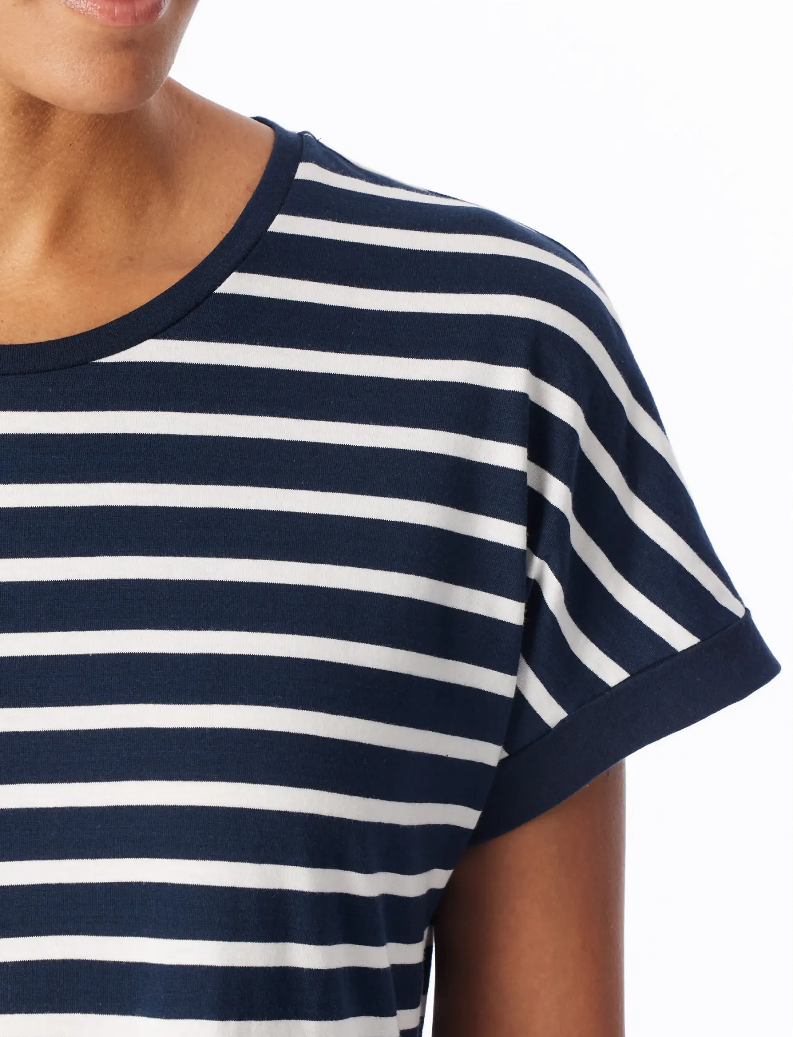 Schiesser - Short-Sleeve Striped Sleep Shirt in Midnight Blue - Casual Essentials - naktiniai marškiniai - nightblue - 5