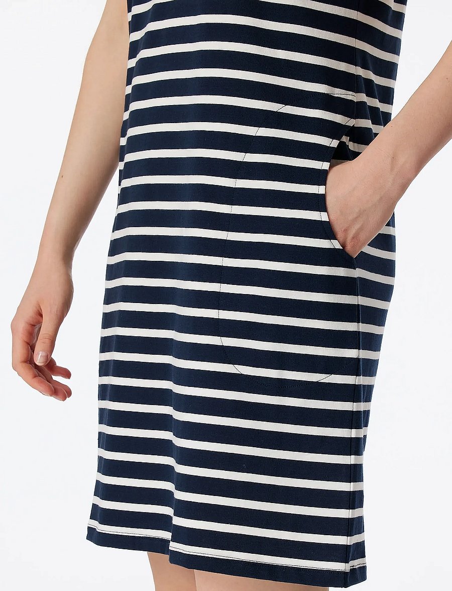 Schiesser - Short-Sleeve Striped Sleep Shirt in Silver-Gray Mottled - Casual Essentials - Öösärgid - nightblue - 5