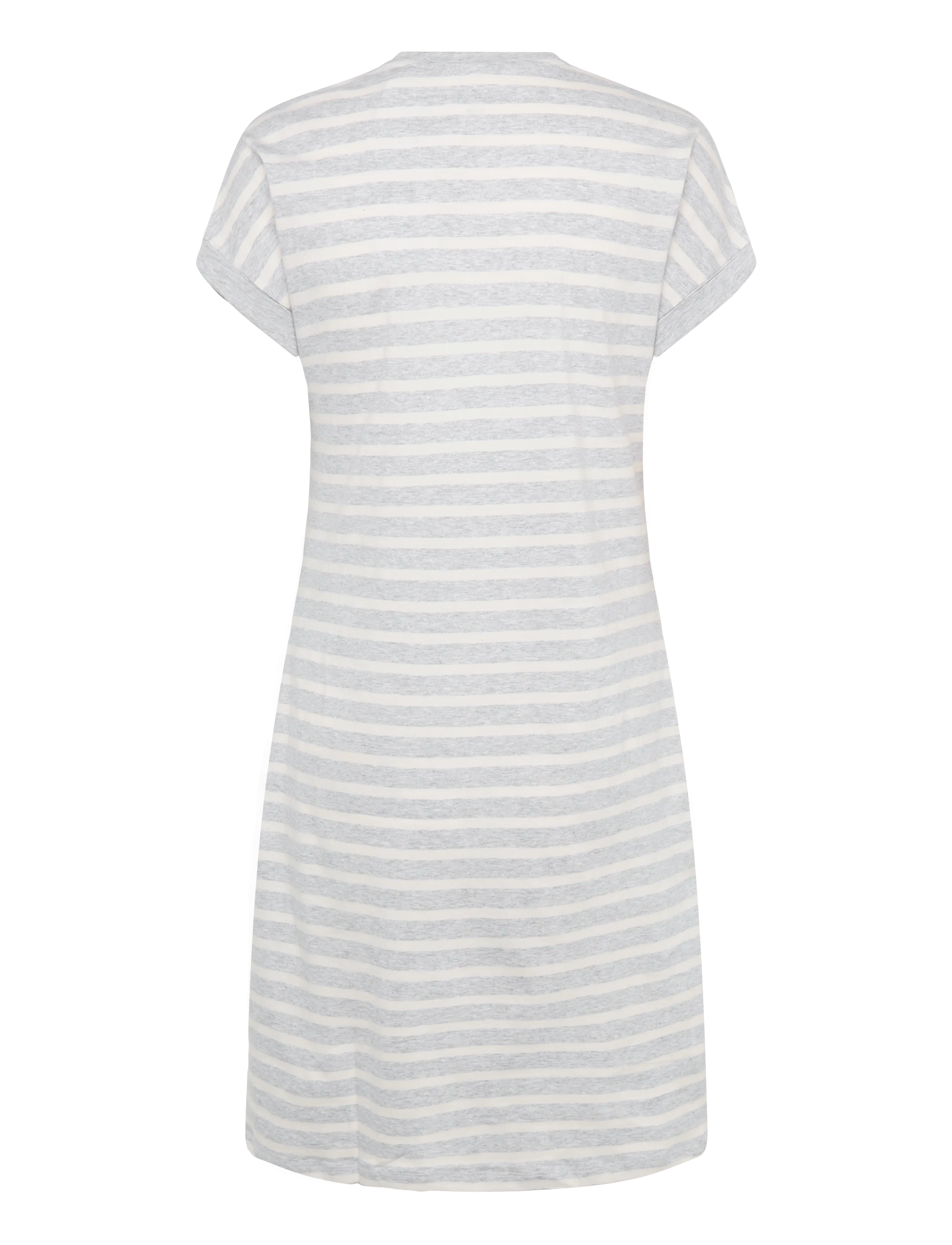Schiesser - Short-Sleeve Striped Sleep Shirt in Silver-Gray Mottled - Casual Essentials - nattlinnen - silver grey mel. - 2