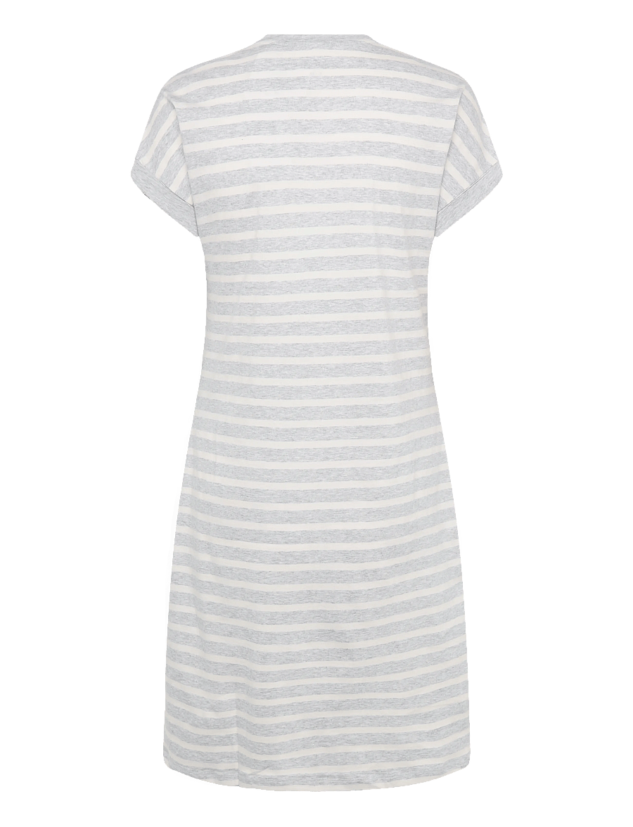 Schiesser - Short-Sleeve Striped Sleep Shirt in Silver-Gray Mottled - Casual Essentials - nightdresses - silver grey mel. - 2