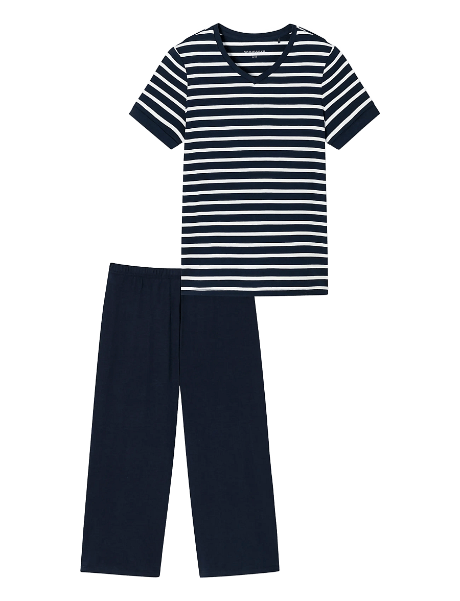 Schiesser - 3/4-long midnight blue pyjamas - Casual Essentials - pyjamas - nightblue - 1