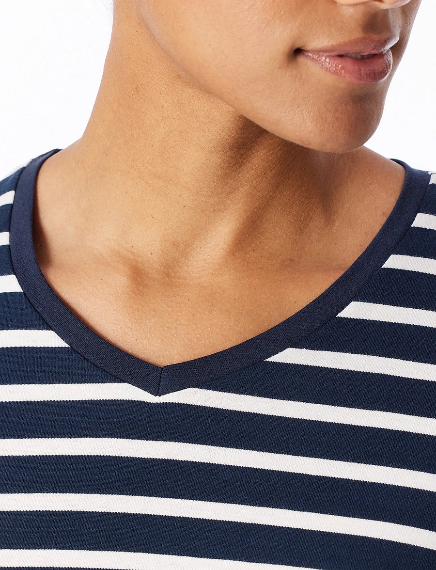 Schiesser - Long-Sleeve Striped Nightshirt, Midnight Blue - Casual Essentials - nachthemden - nightblue - 5
