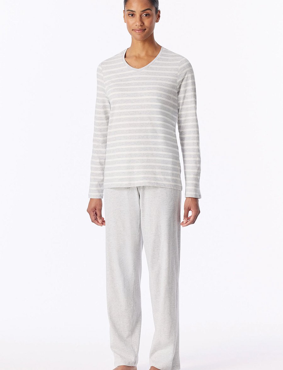 Schiesser - Long Pyjamas, Midnight Blue - Casual Essentials - pyjamas - silver grey mel. - 4