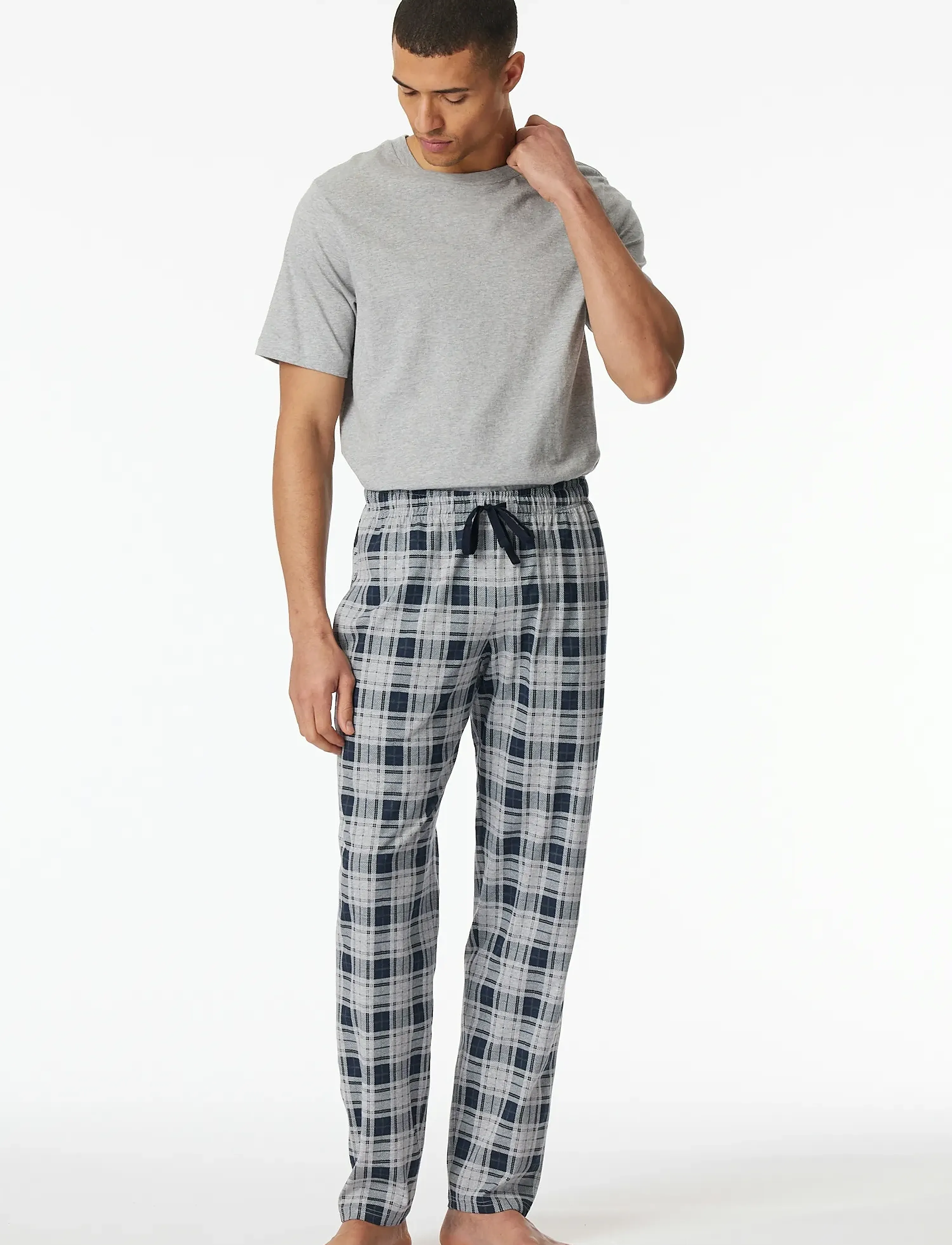 Schiesser Long Chequered Multicolor Pants Mix+ Relax, S, Night & Loungewear, Blau - Lounge Pants, Männerswear