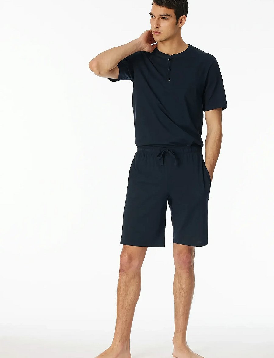 Schiesser - Short pants, midnight blue striped - Mix+ Relax - hversdagsstuttbuxur - dark blue - 0
