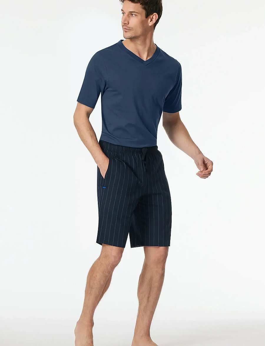 Schiesser - Short pants, midnight blue striped - Mix+ Relax - casual shorts - nightblue - 0