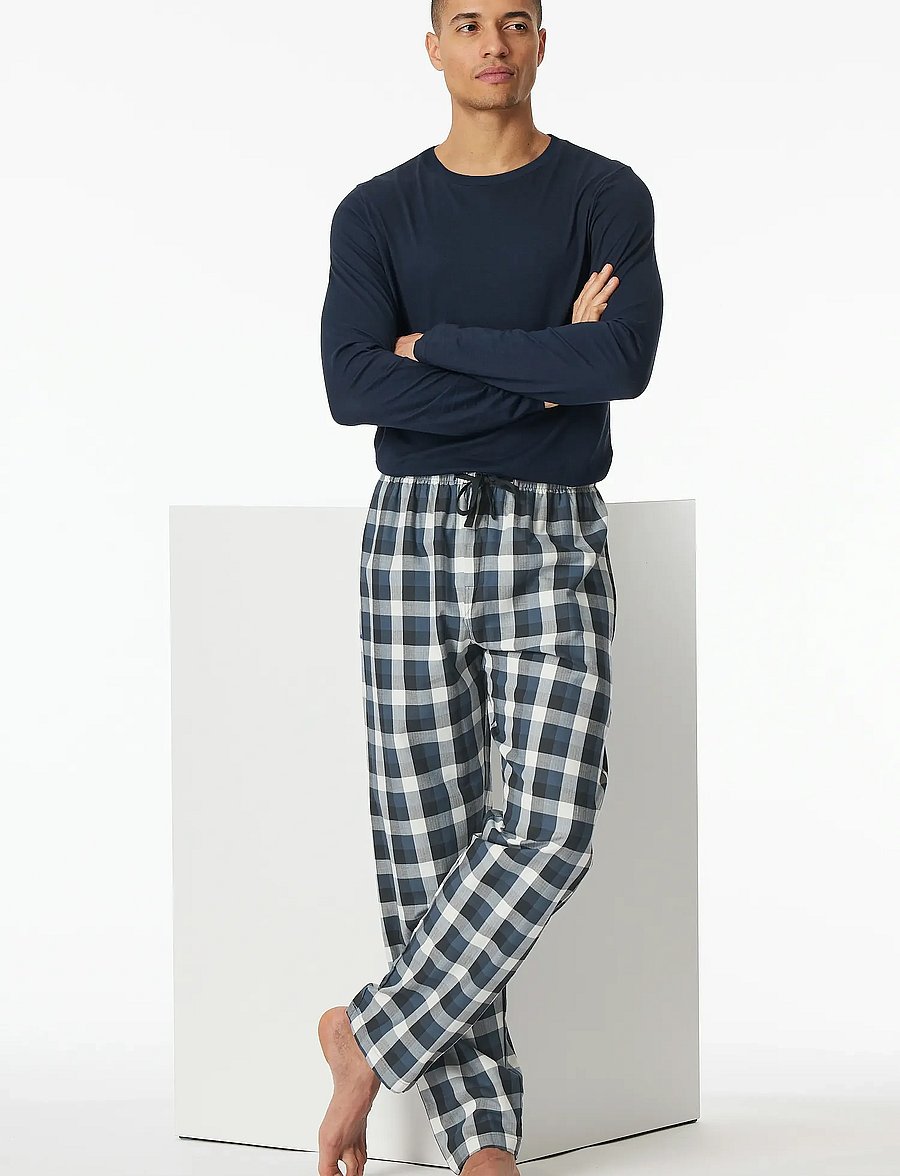 Schiesser - Long pants, woven fabric, multicolor chequered pattern - Mix+ Relax - pyjamahosen - multicolour 2 - 0