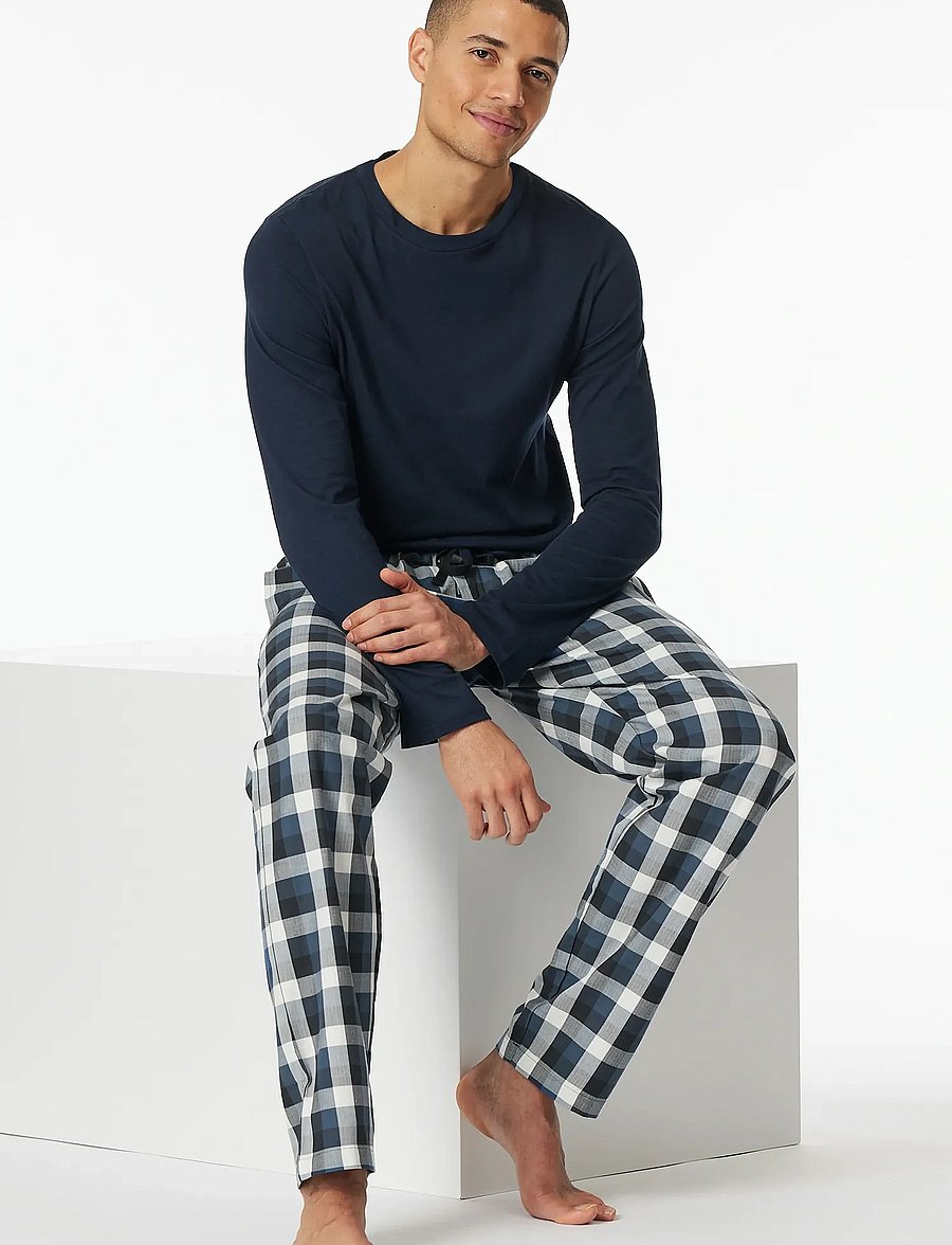 Schiesser - Long pants, woven fabric, multicolor chequered pattern - Mix+ Relax - pyjamahosen - multicolour 2 - 5