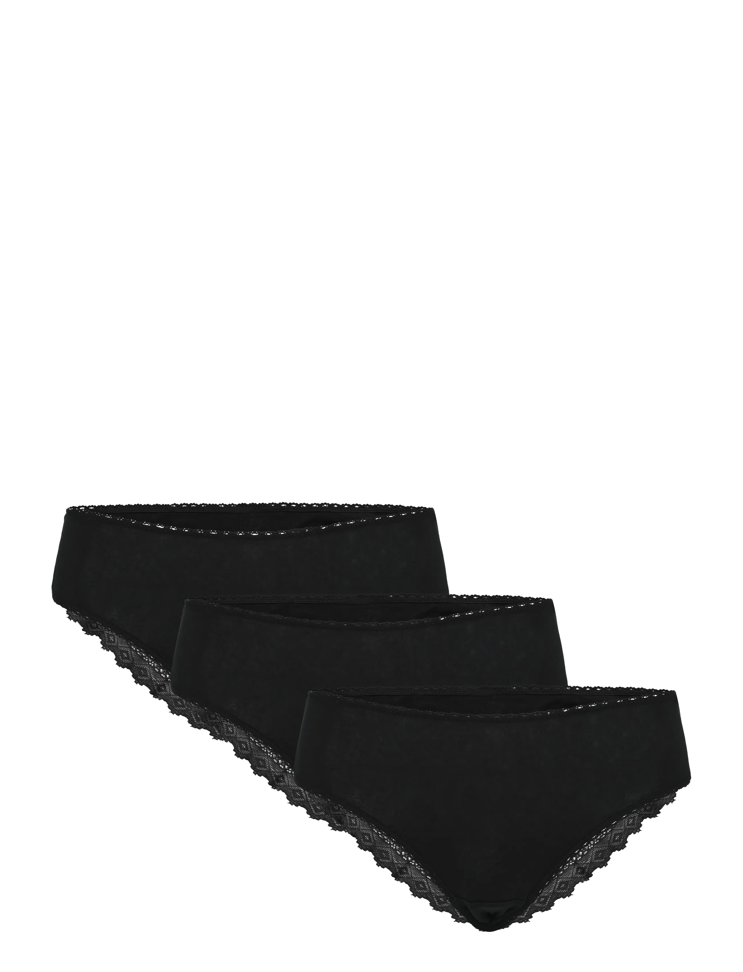 Schiesser Brazilian 3-pack black lace - Modern multipacks - Lingerie - BLACK / black