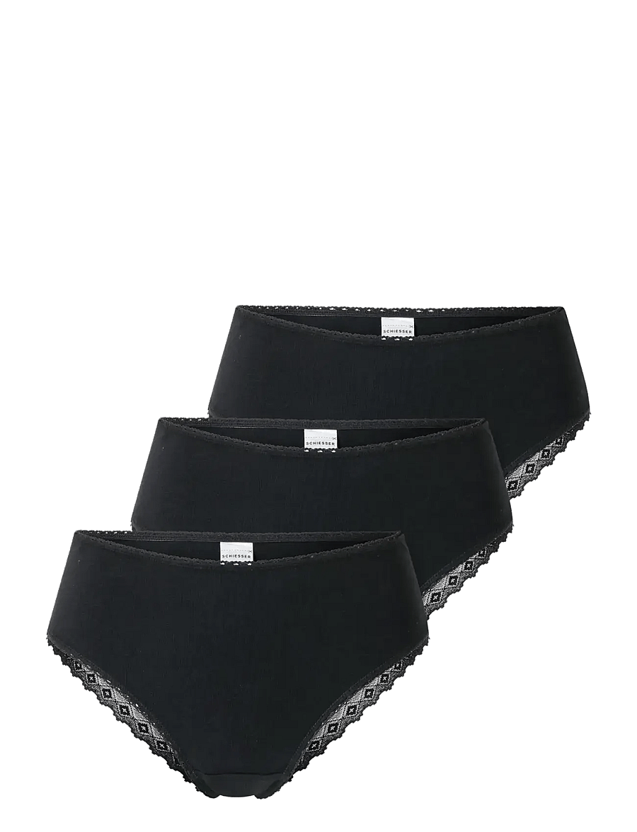 Schiesser - Brazilian 3-pack black lace - Modern multipacks - brasiilia lõinega aluspüksid - black - 1