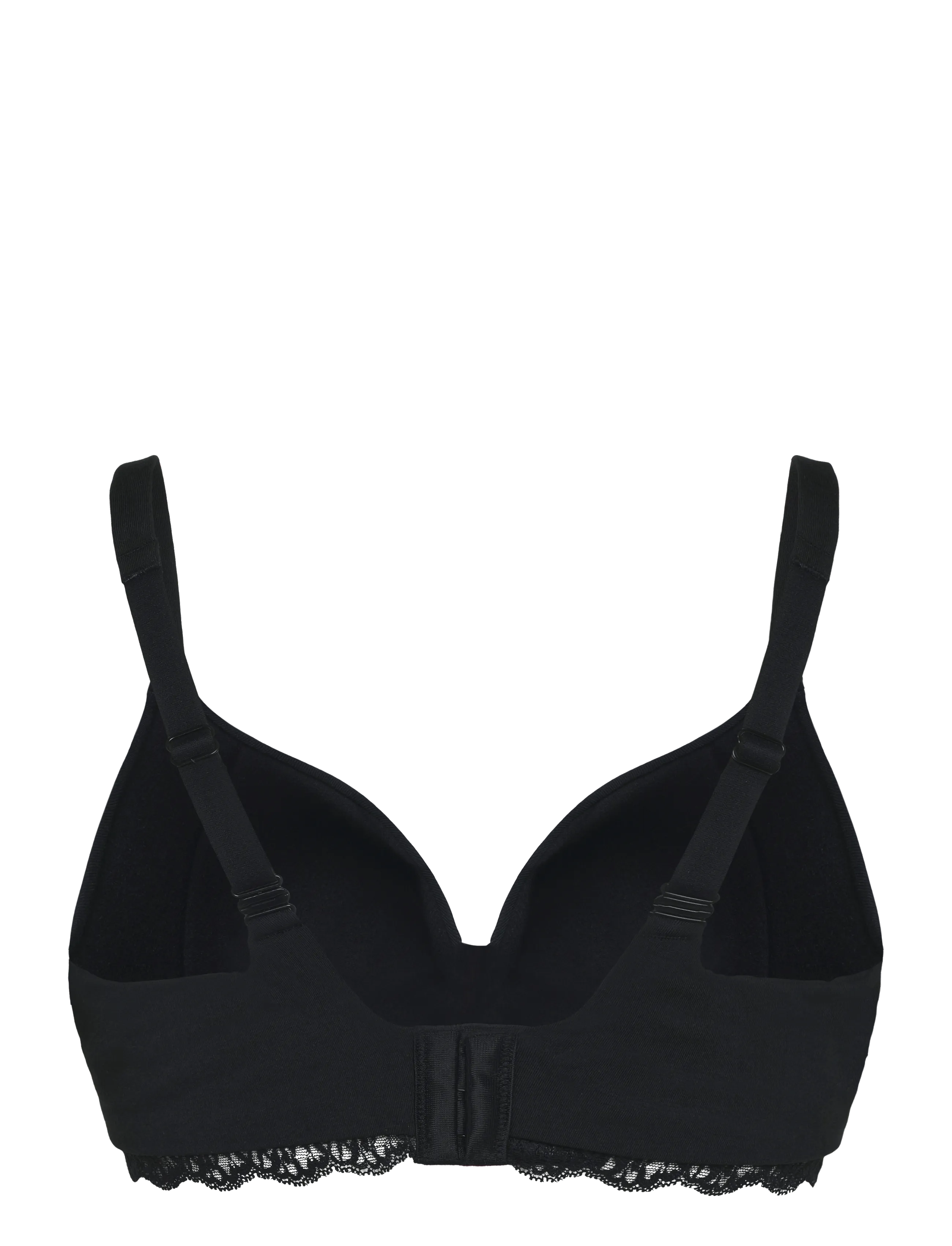 Schiesser - Off-White Lace-Trimmed Bra - Unique Cotton - wired bras - black - 2