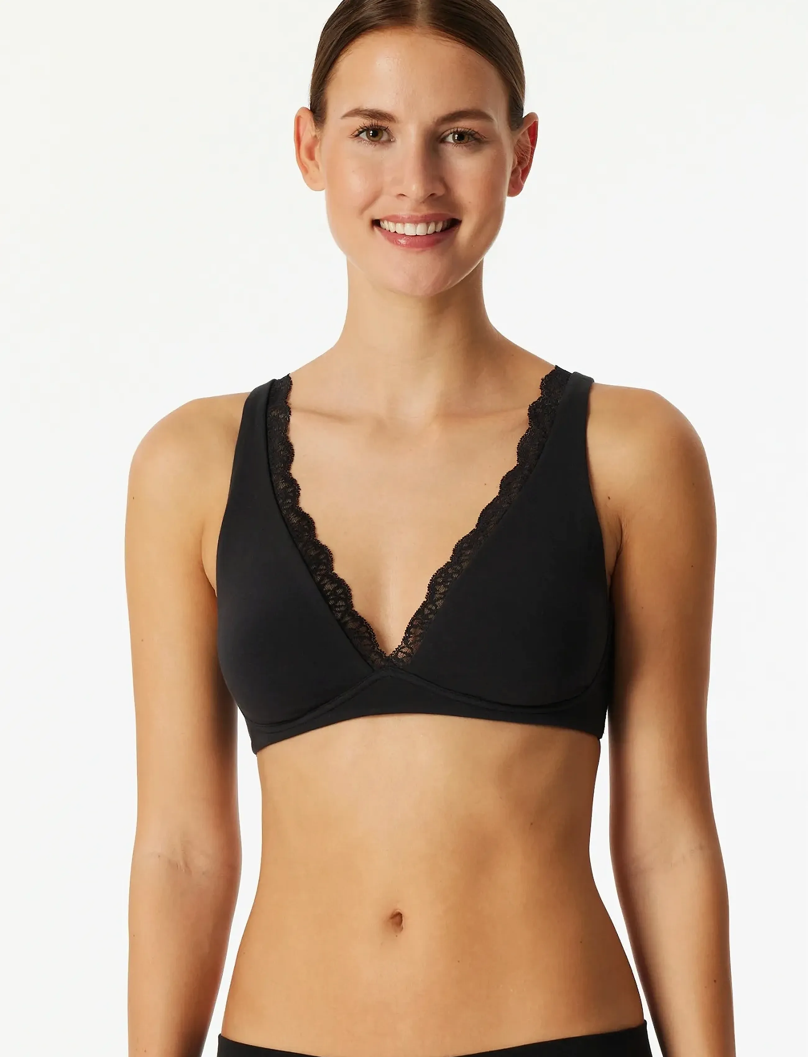 Schiesser Moulded, Wireless Bra, Off-White Lace Unique Cotton bralette dam – bild 3