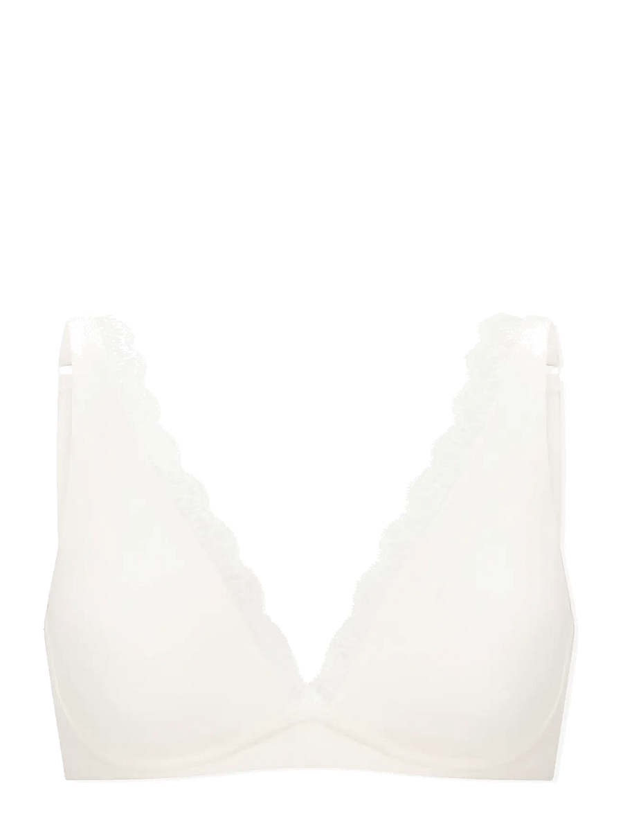 Schiesser - Moulded, wireless bra, off-white lace - Unique Cotton - bralette - off-white - 1