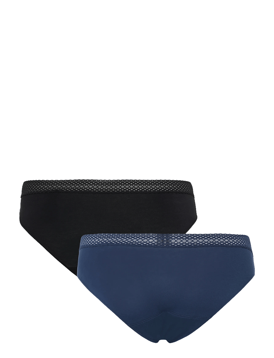 Schiesser - Rio Period Panties, 2-pack, lace, black/dark blue - SCHIESSER Care - menstruations- og barselstrusser - assorted 2 - 2