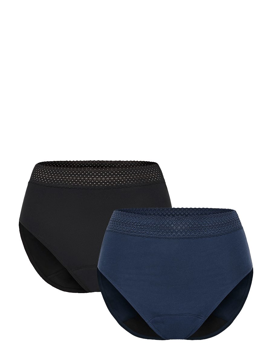 Schiesser - Retro Period Panties, 2-pack, lace, black/dark blue - SCHIESSER Care - menstruatsiooni aluspüksid - assorted 2 - 1