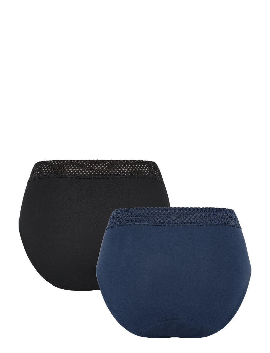 Schiesser - Retro Period Panties, 2-pack, lace, black/dark blue - SCHIESSER Care - menstruatsiooni aluspüksid - assorted 2 - 2