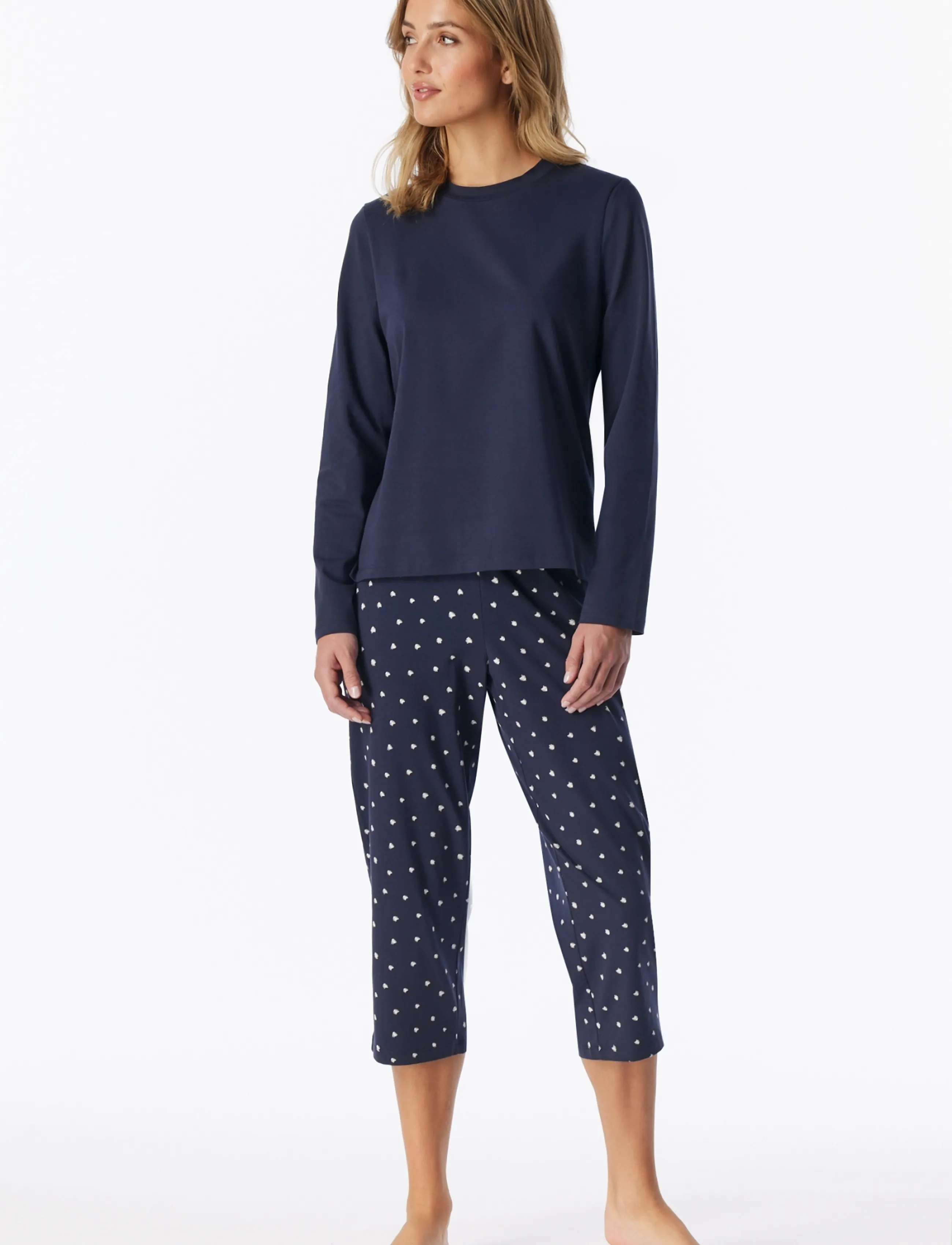 Schiesser Long-Sleeve Shirt, Deep Blue Mix+ Relax, Kvinder, Langærmet T-Shirt, Navy, Str: M