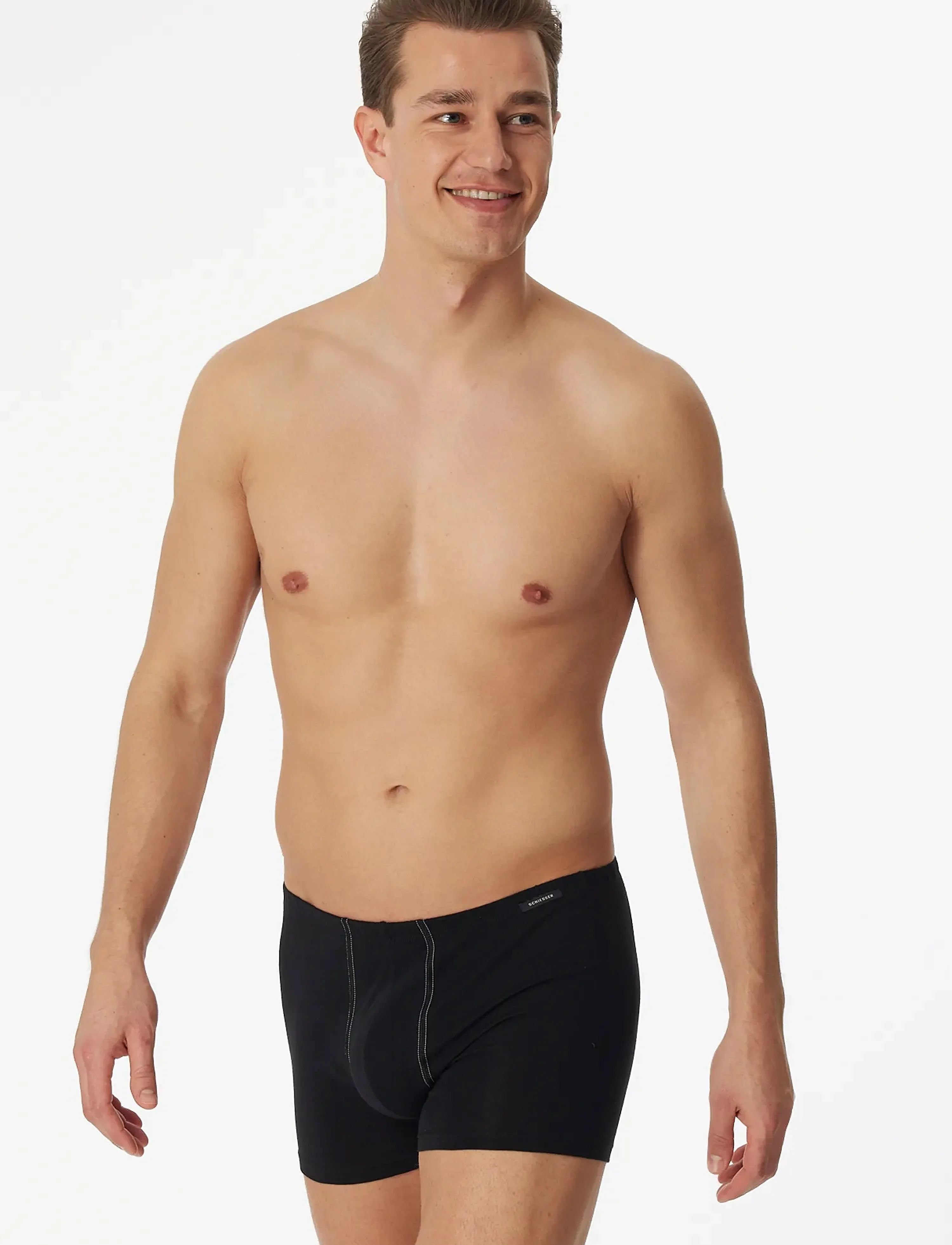 Schiesser Shorts, 2-Pack, White Essentials, XL, Underwear, Schwarz - Boxers, Männerswear
