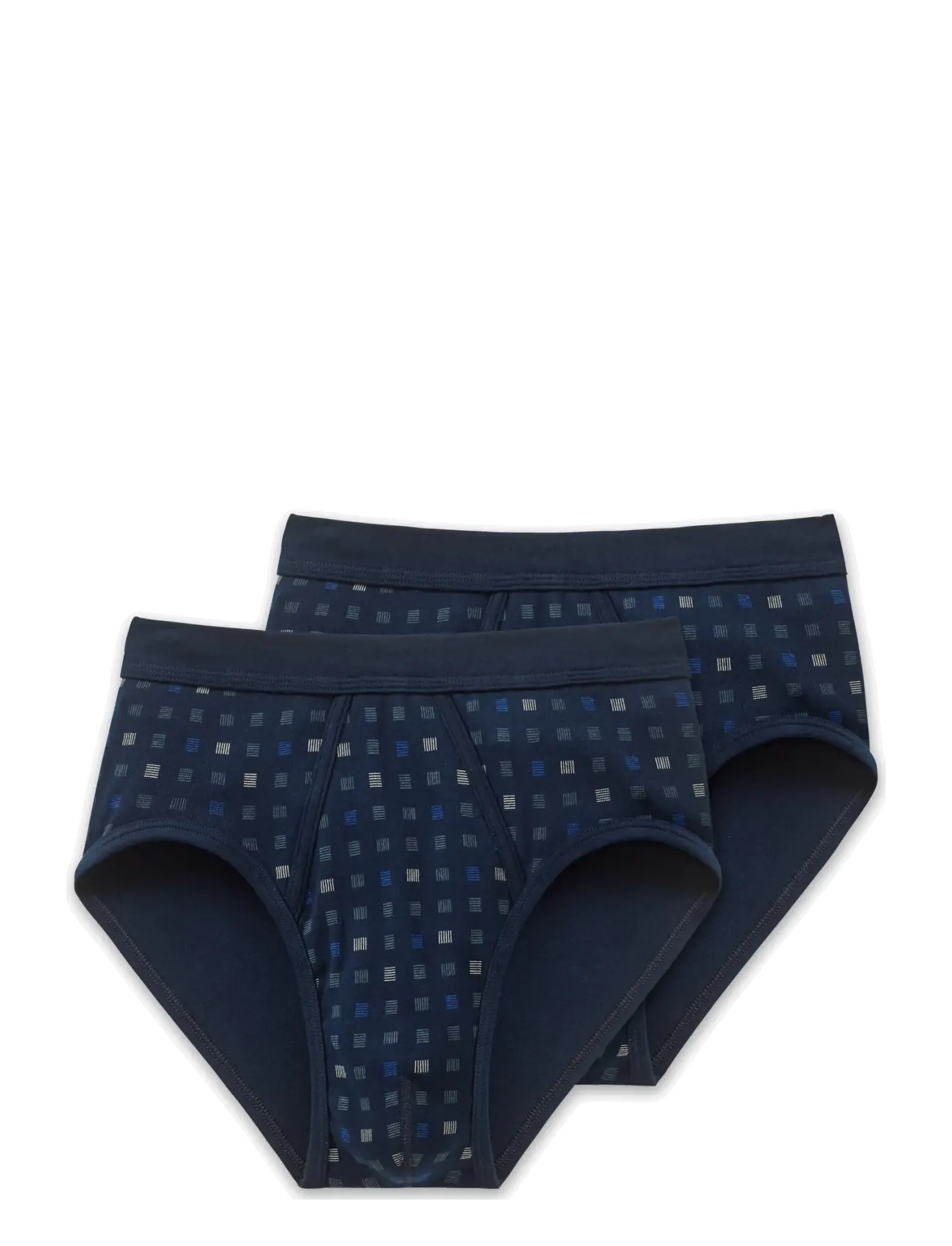 Schiesser - Sports Briefs with Fly, 2-pack, navy blue chequered - Essentials - unterhosen im multipack - navy - 1