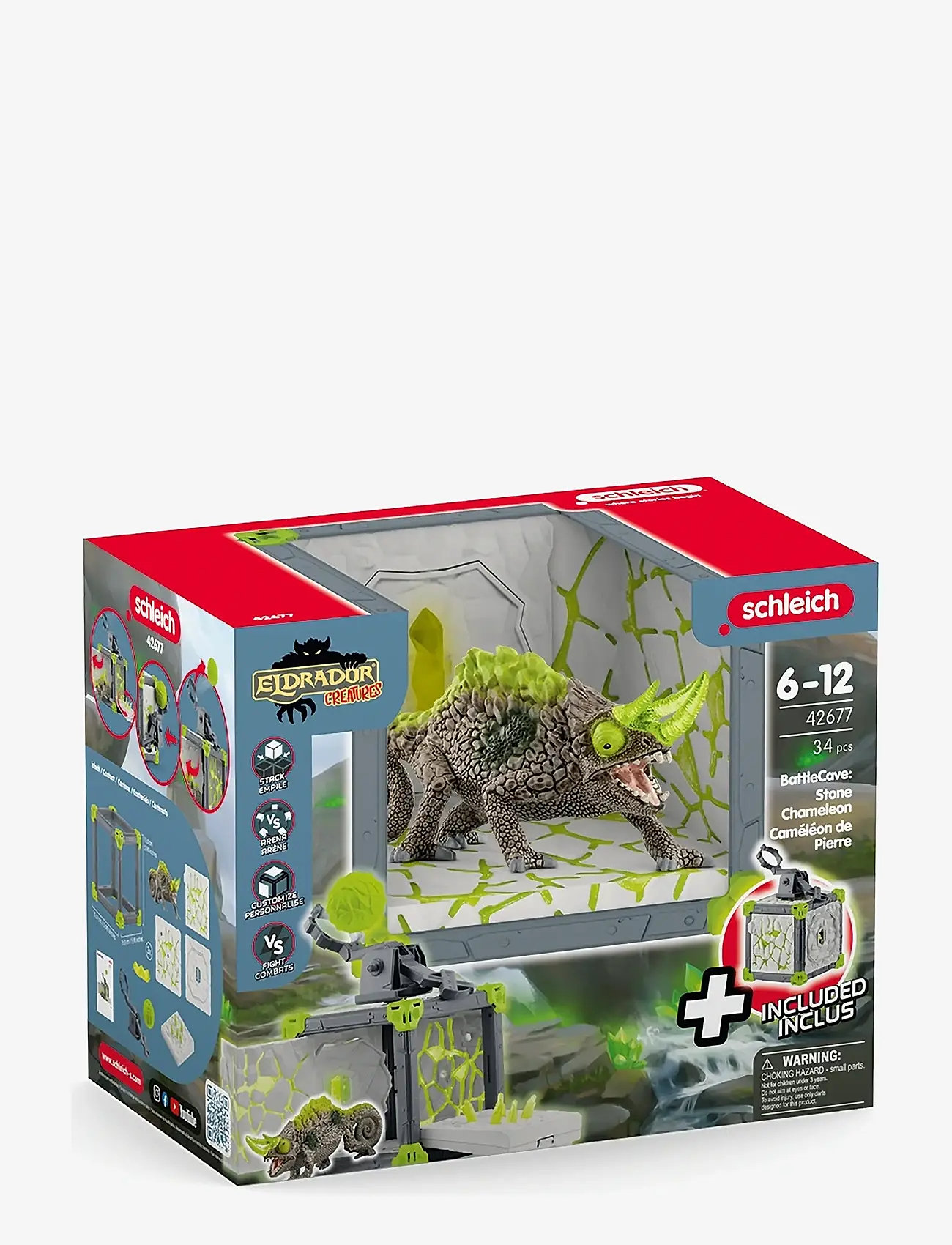 Schleich - Schleich BattleCave Stone Chameleon - legesæt - multi - 4