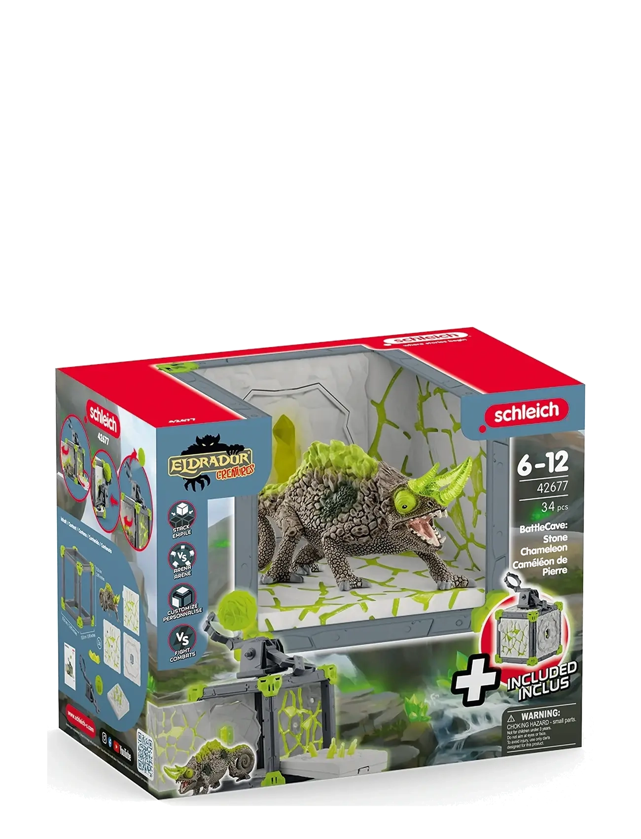 Schleich - Schleich BattleCave Stone Chameleon - legesæt - multi - 4