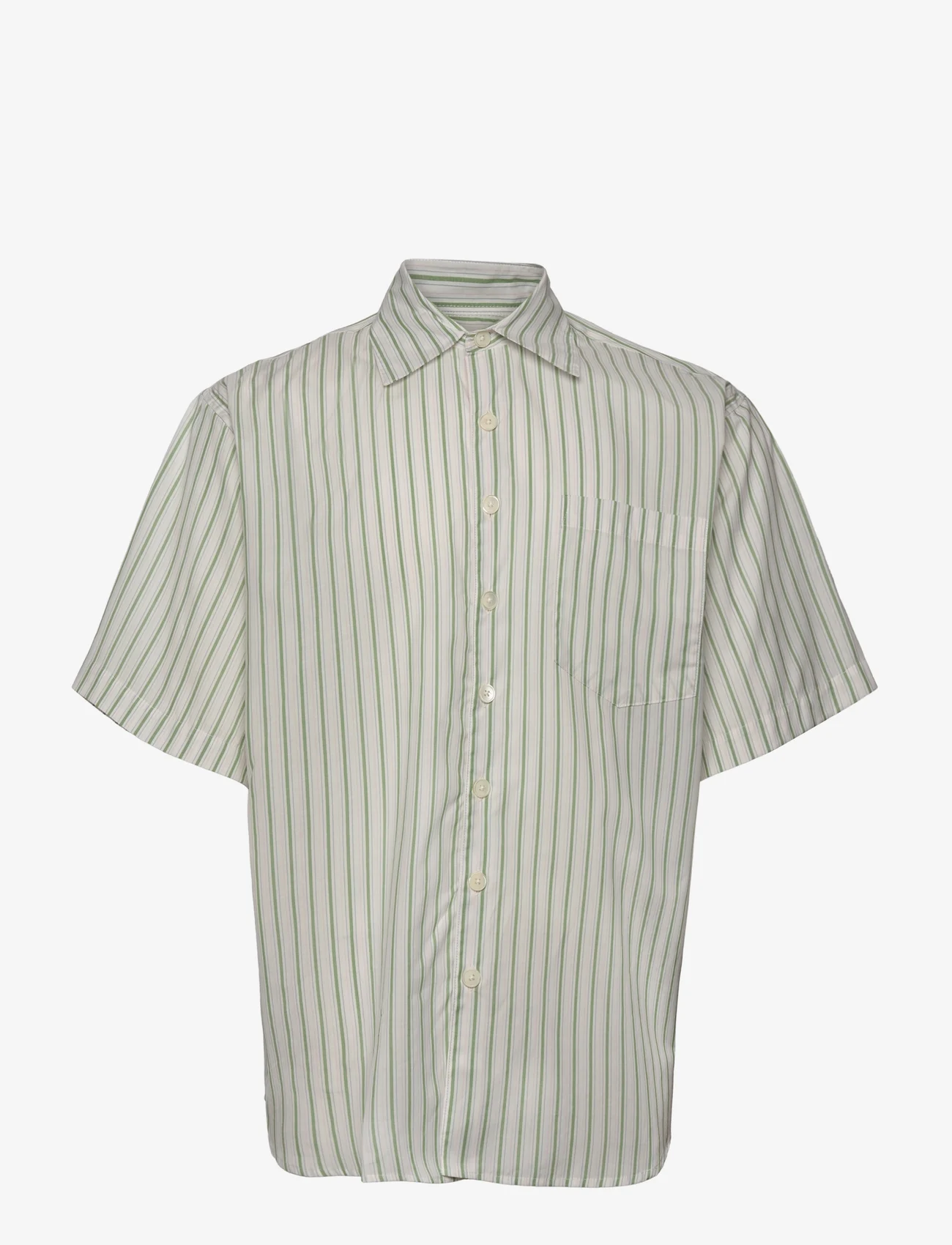Schnayderman's - SHIRT OVERSIZED SS STRIPE - short-sleeved shirts - white, green and pink - 0