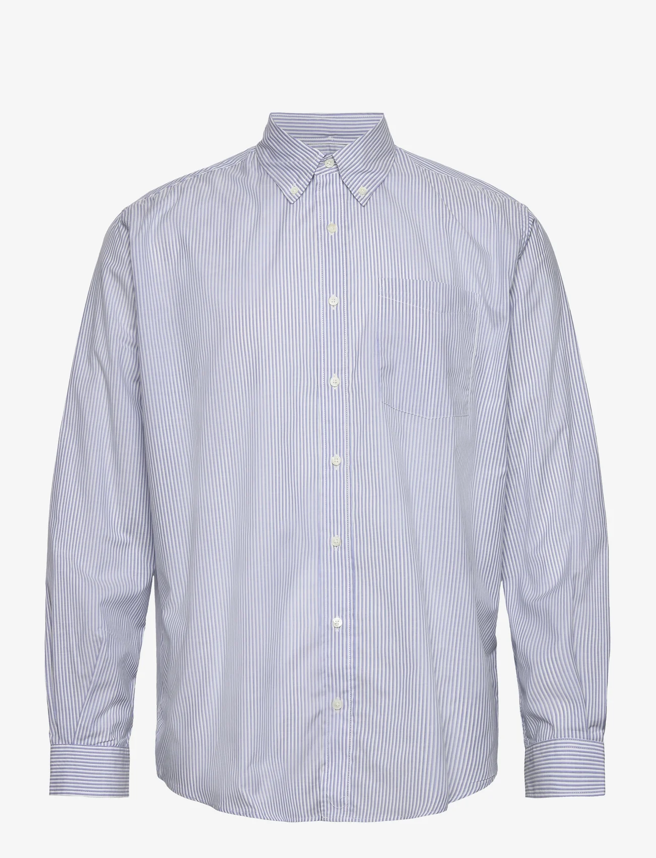 Schnayderman's - SHIRT BD NON-BINARY SILK STRIPE - business shirts - blue and white - 0