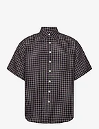 SHIRT OVERSIZED SS LINEN CHECK - RED, NAVY AND CREAM