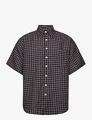 Schnayderman's - SHIRT OVERSIZED SS LINEN CHECK - checkered shirts - red, navy and cream - 0