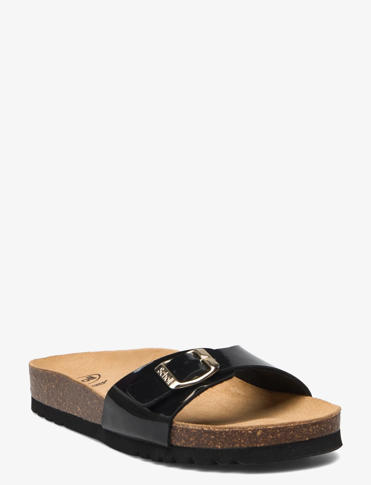Scholl - SL ESTELLE PATENT BLACK - flat sandals - black - 0