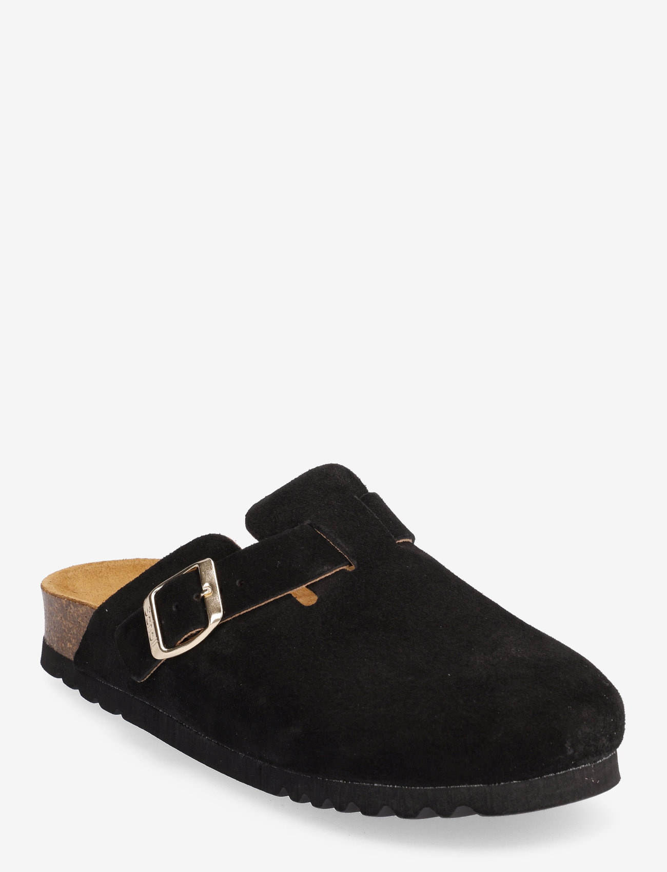 Scholl - SL FAE SUEDE BLACK - plakanās mules tipa kurpes - black - 0