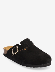 Scholl - SL FAE SUEDE BLACK - buty z odkrytą piętą na płaskim obcasie - black - 0
