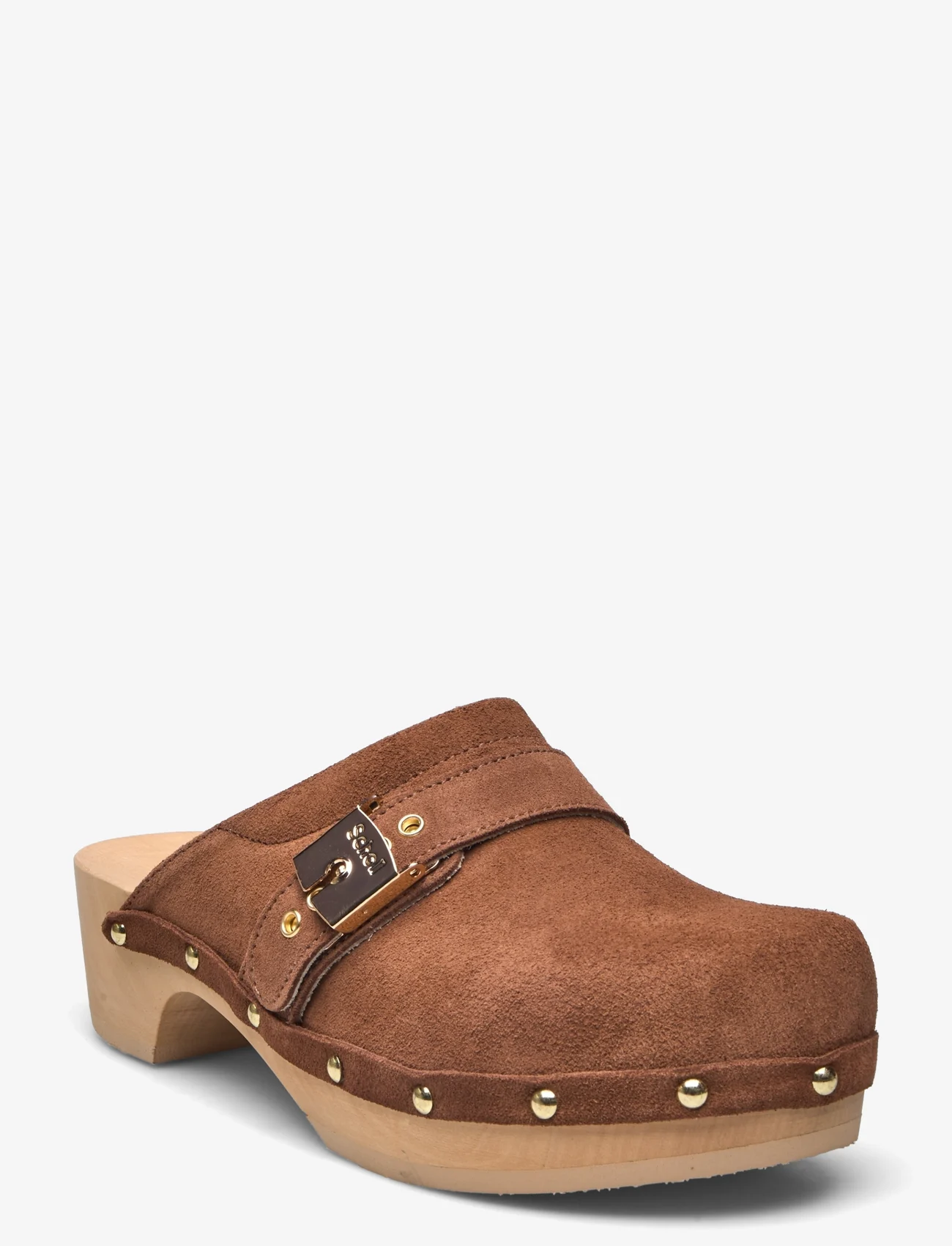 Scholl - SL PESCURA CLOG 50 SUEDE - buty z odkrytą piętą na płaskim obcasie - cognac - 0