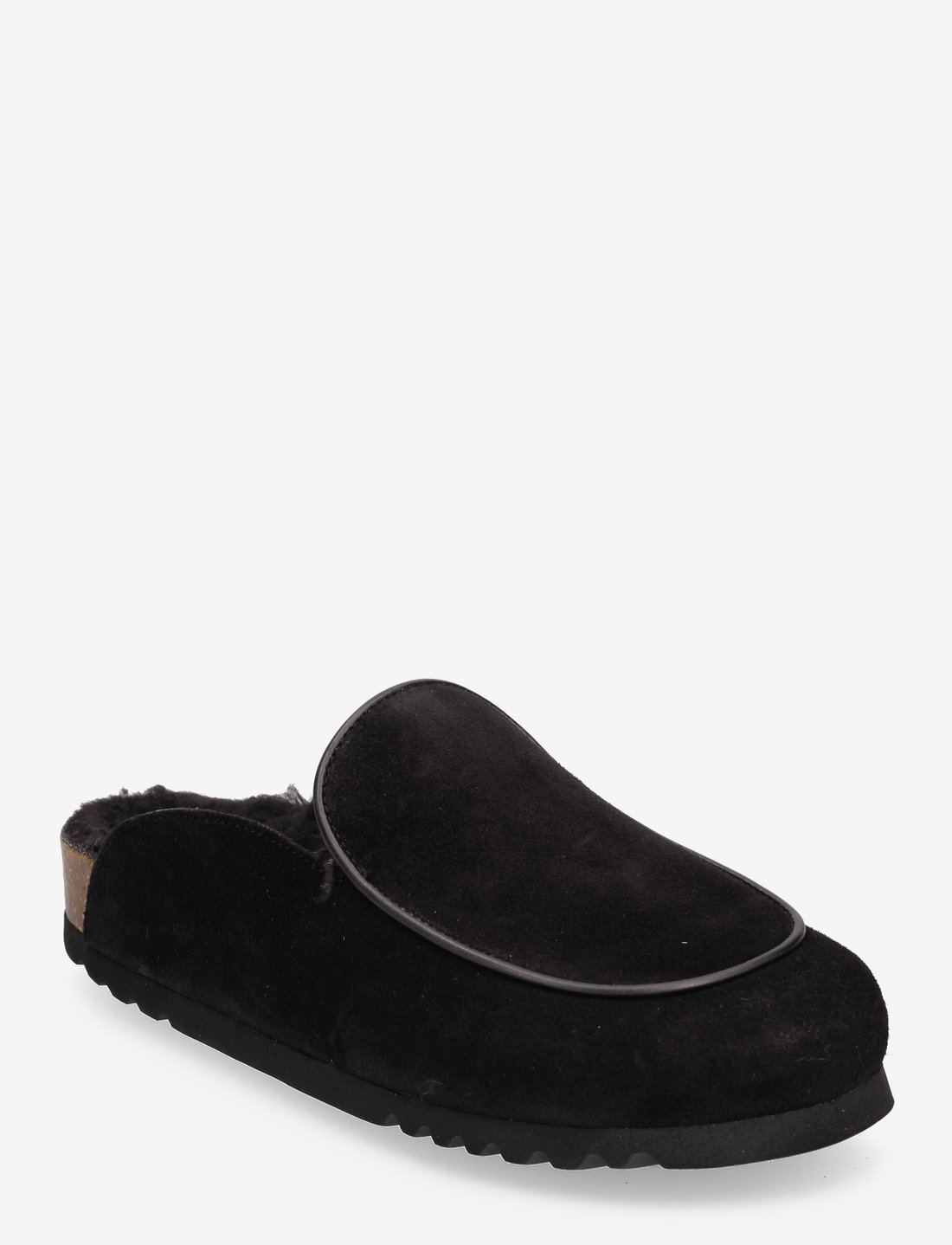 Black suede flat mules sales