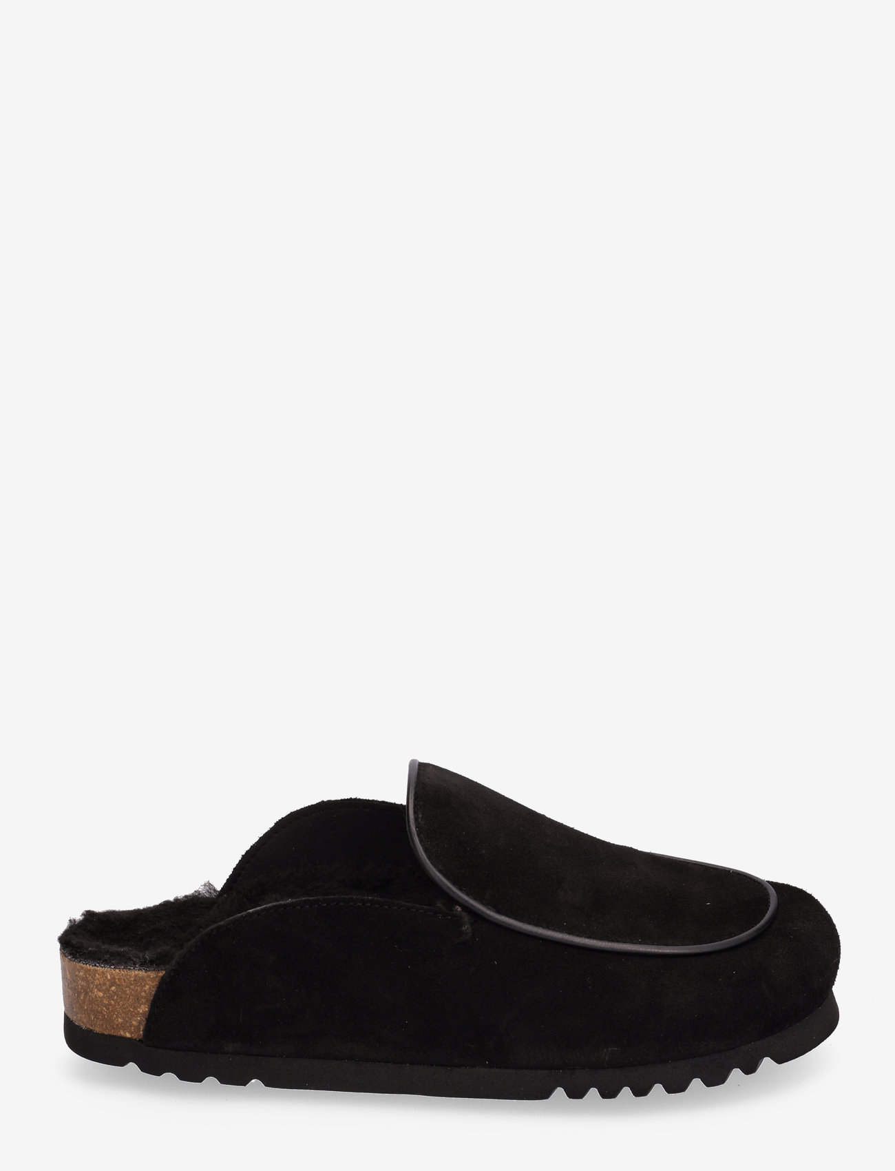 Scholl - SL FAE PIPING SUEDE BLACK - buty z odkrytą piętą na płaskim obcasie - black - 1