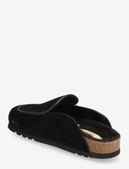 Scholl - SL FAE PIPING SUEDE BLACK - buty z odkrytą piętą na płaskim obcasie - black - 2