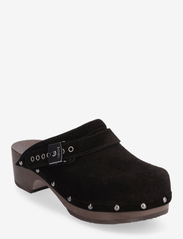 Scholl - SL PESCURA ROBIN SUEDE BLACK - buty z odkrytą piętą na płaskim obcasie - black - 0
