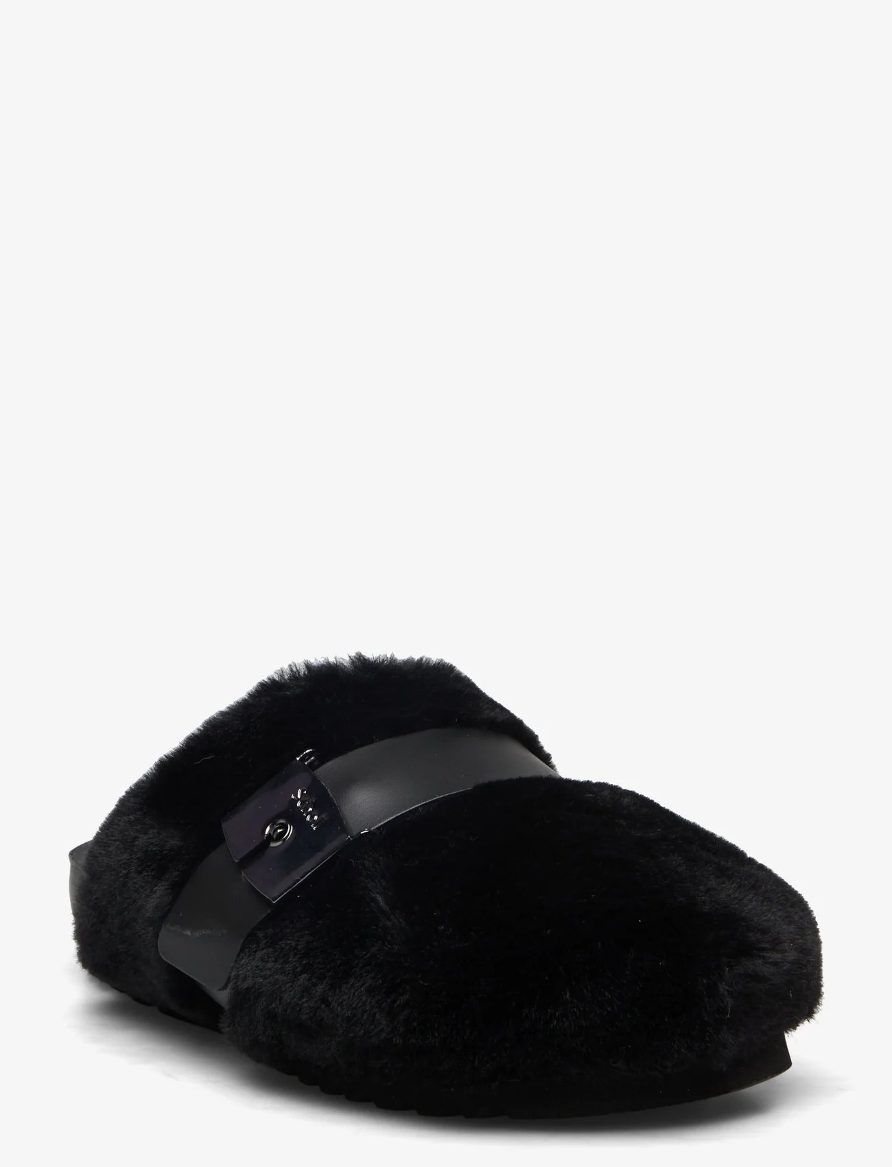 Scholl - SL ALBERTA SUEDE BLACK - buty z odkrytą piętą na płaskim obcasie - black - 0