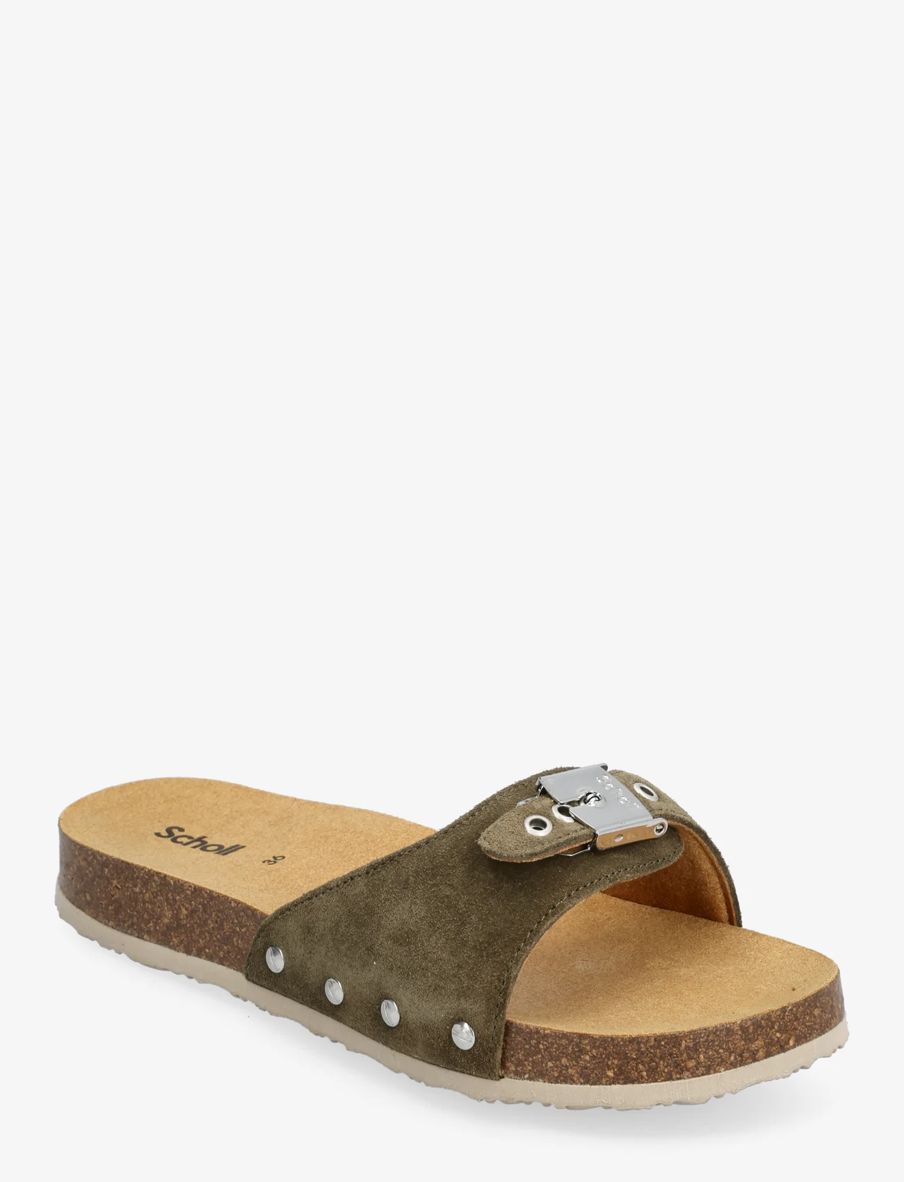 Scholl - SL PESCURA MARGOT SUEDE - flat sandals - khaki - 0