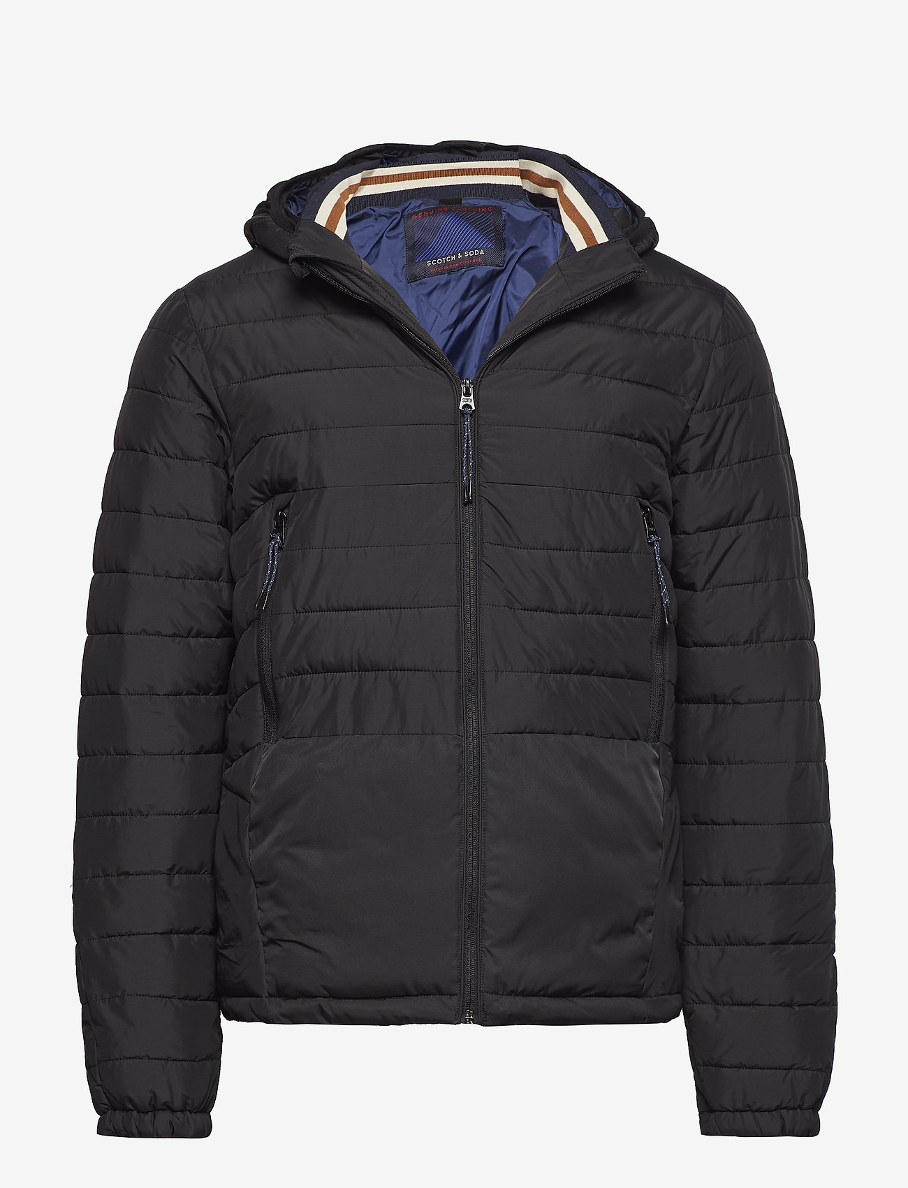 Scotch & Soda - Short quilted nylon jacket with detachable hood - black - 0
