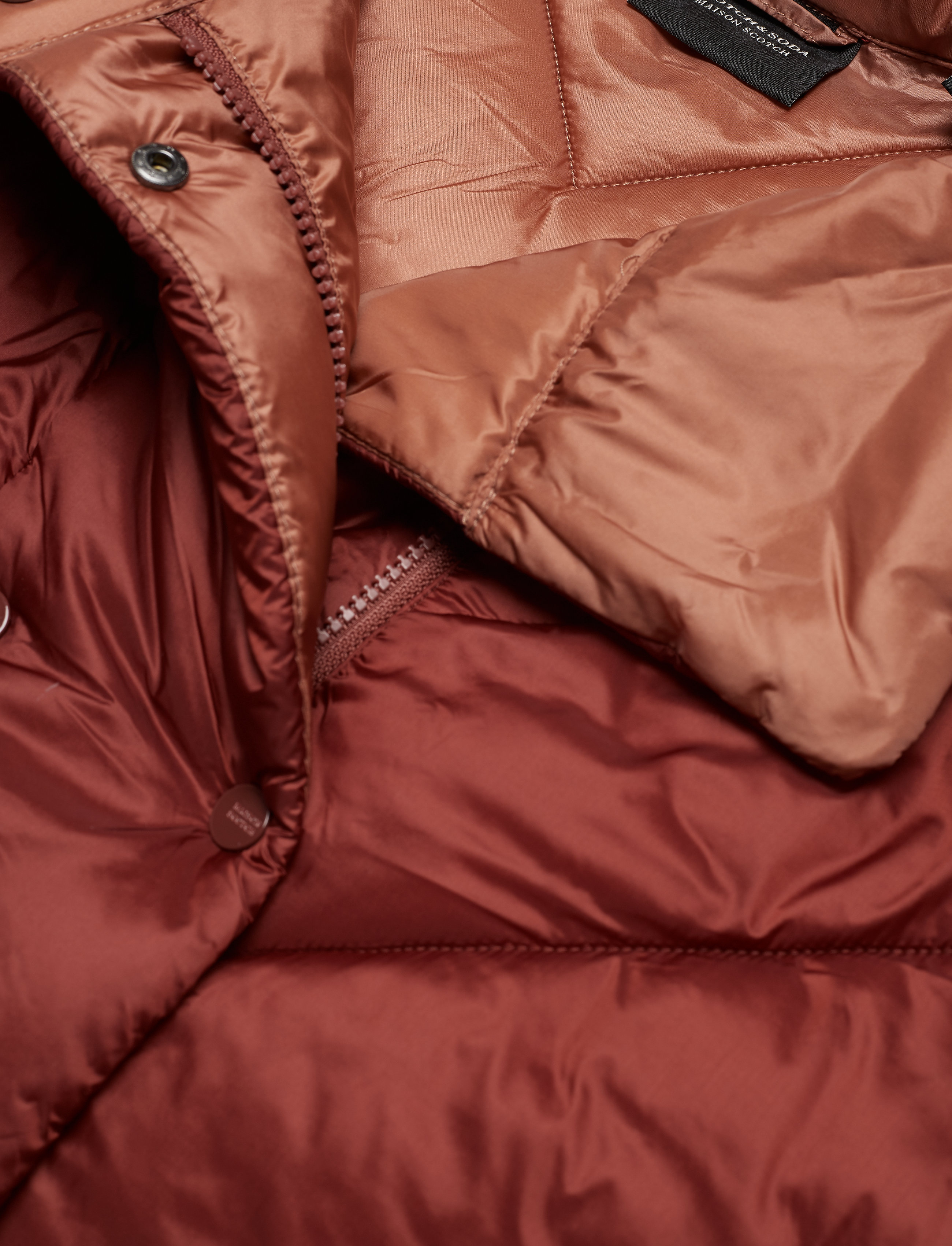 Scotch & Soda - Quilted longer length jacket with asymmetric quilting - terracotta - 3