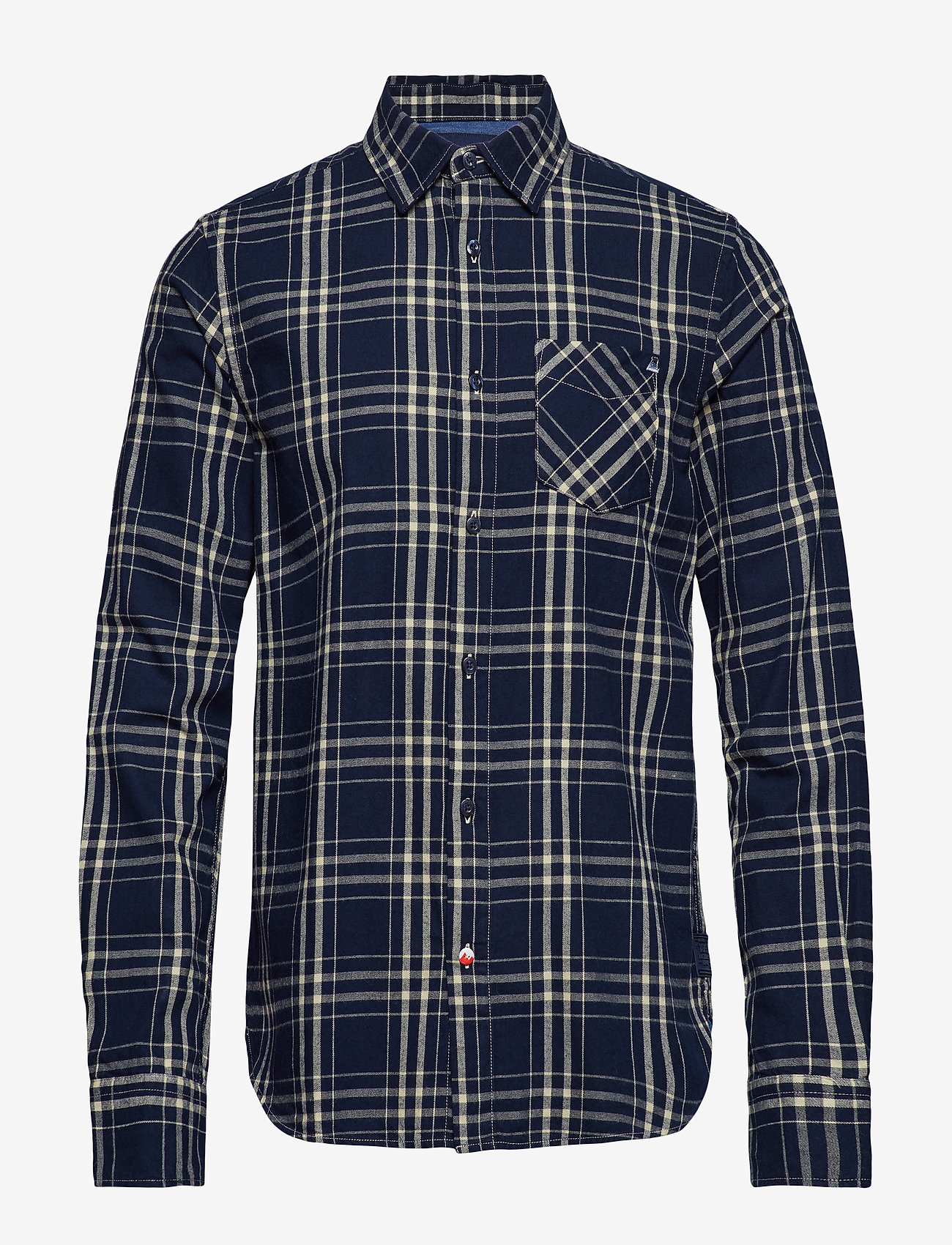 Scotch & Soda - Ams Blauw brushed cotton checked shirt - combo a - 0